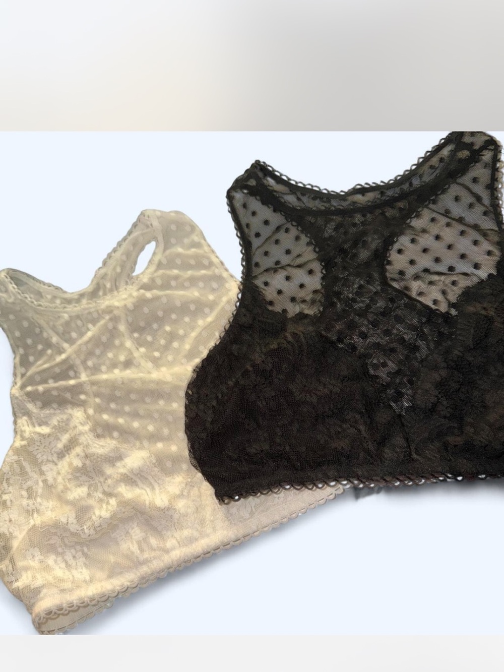 Victoria’s Secret Lace Polka Dot High-Neck Bralette - Black & White